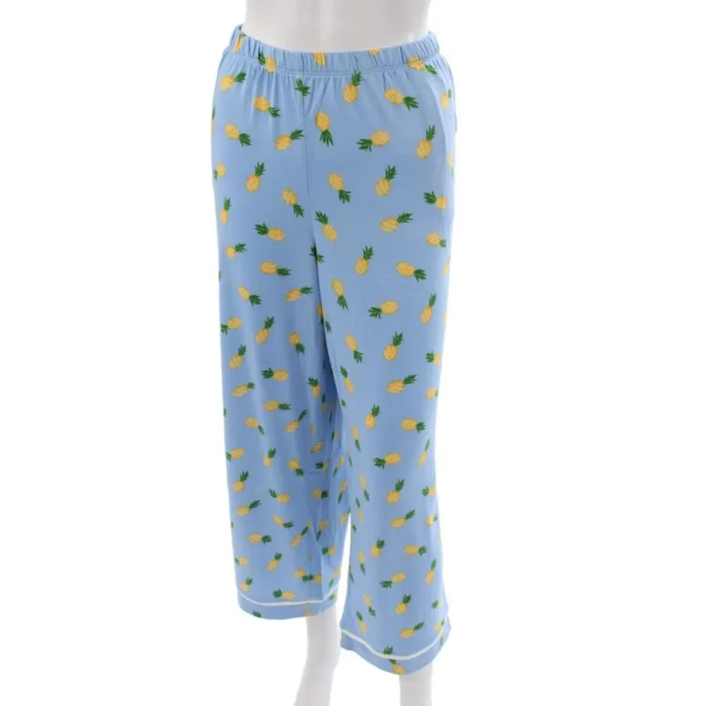 Kate Spade Women's Short Sleeves Two Piece Fruit Print Pajama Set Size 1X